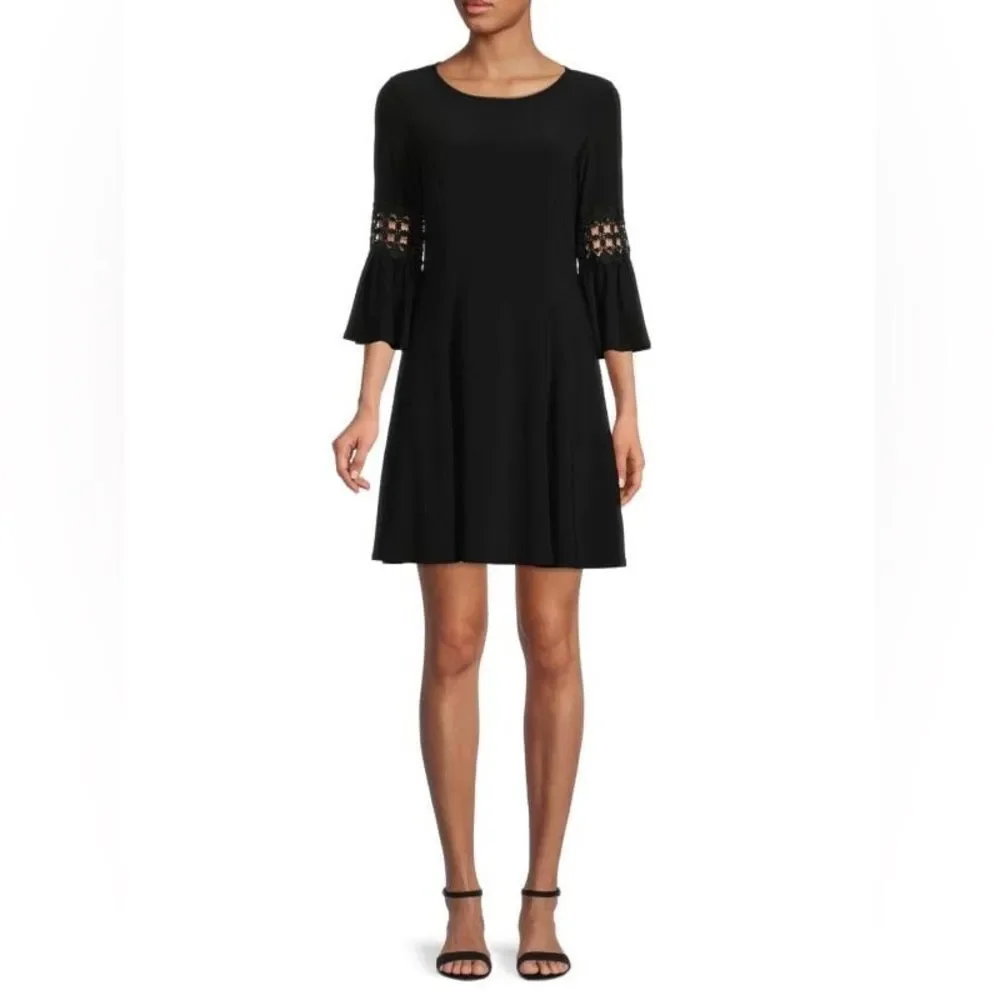 TASH+SOPHIE Lace‎ Trim Mini A Line Dress black size M NWT